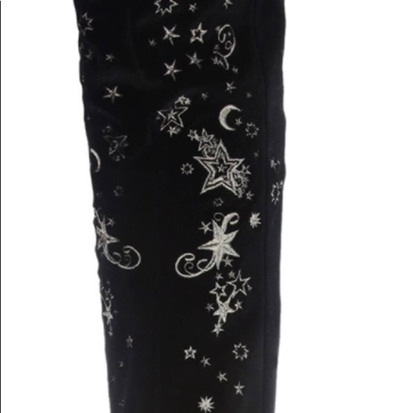 ASH Eros Black Velvet Star Over the Knee Boots - Picture 10 of 16